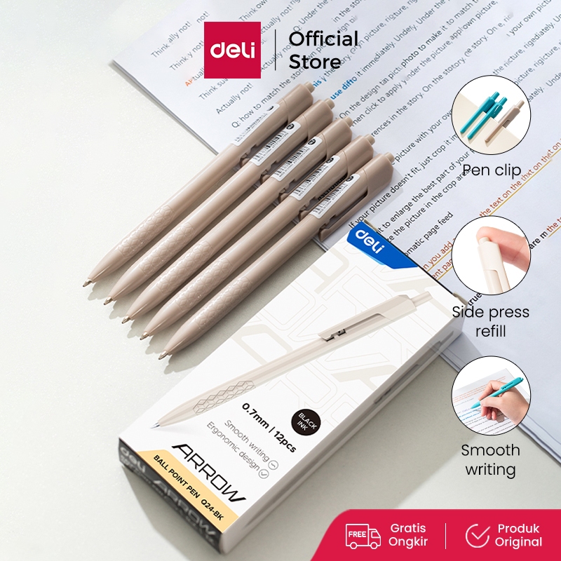 Jual Deli Ballpoint Pen / Bolpoin Pulpen 0.7mm Tinta Hitam Penulisan ...