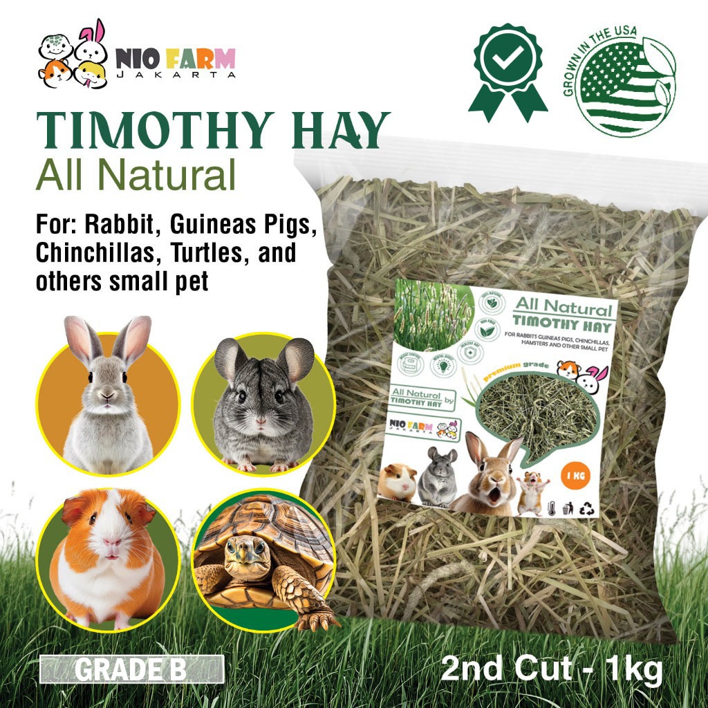Image showcasing Jual NIOFARM ALL NATURAL - Timothy Hay 1 kg / Rumput Hay Timothy ...