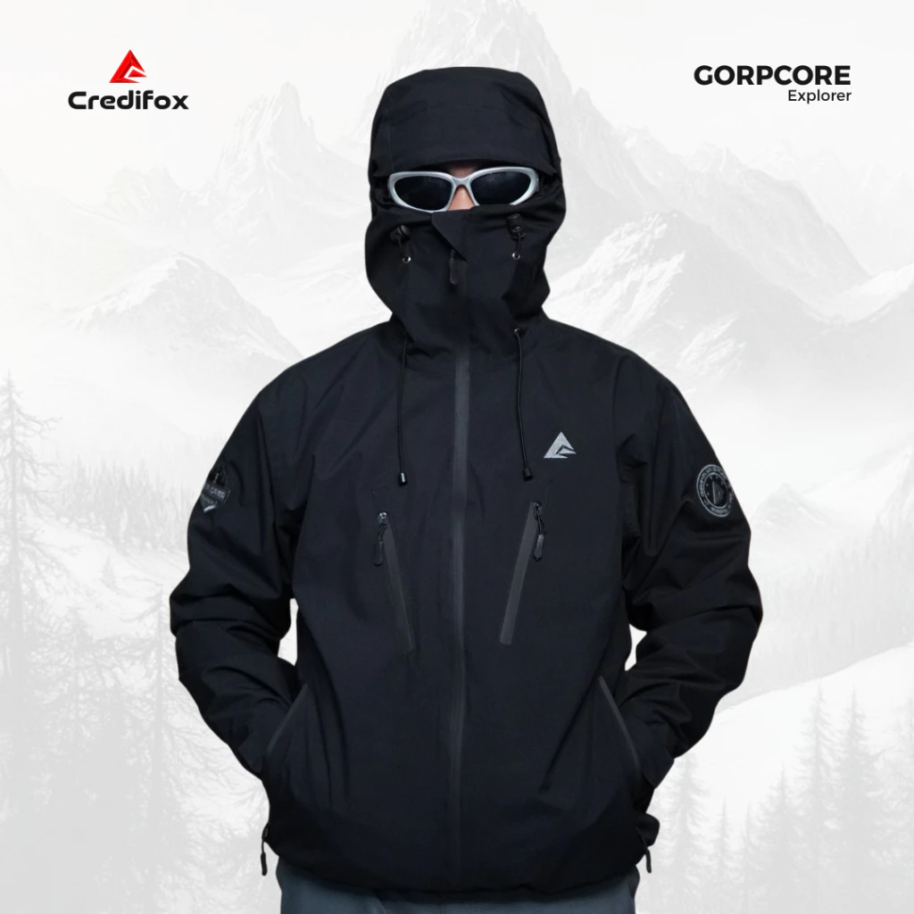 CREDIFOX Jaket Gorpcore Seri Explorer Bahan Taslan Balon Waterproof - Gorpcore Jacket Anti Air
