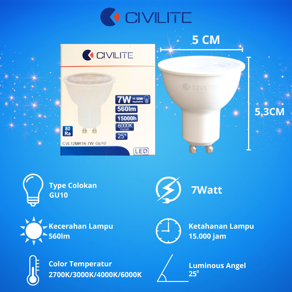 Jual Civilite Lampu LED COB Spot MR 7 Watt GU10 | Shopee Indonesia