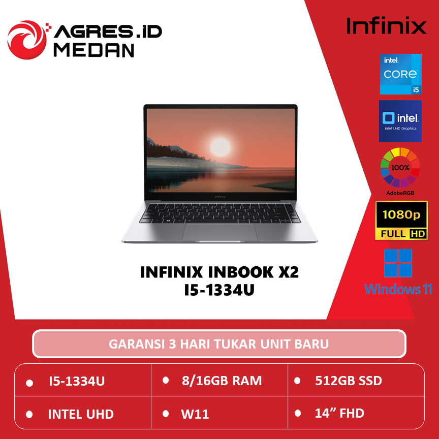 Jual LAPTOP INFINIX INBOOK X2 2025 I5 1334U 16GB 512GB W11 14