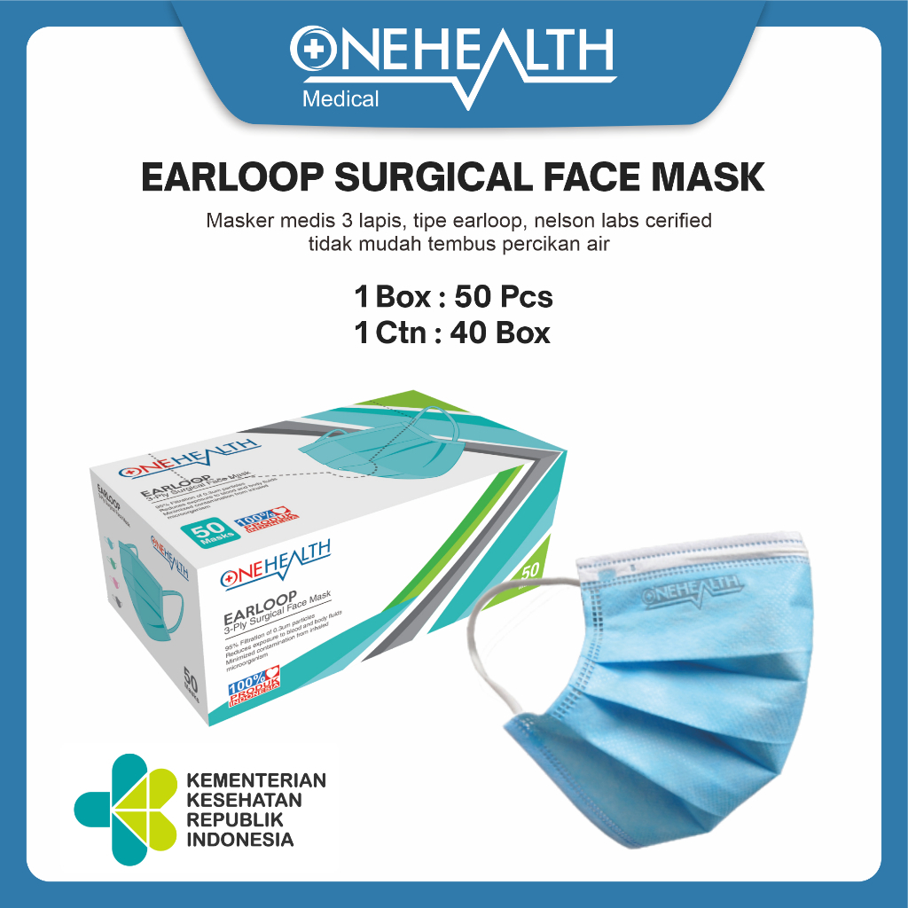 Jual Onehealth Masker Medis Earloop Dewasa 3-Ply Melindungi Mulut ...