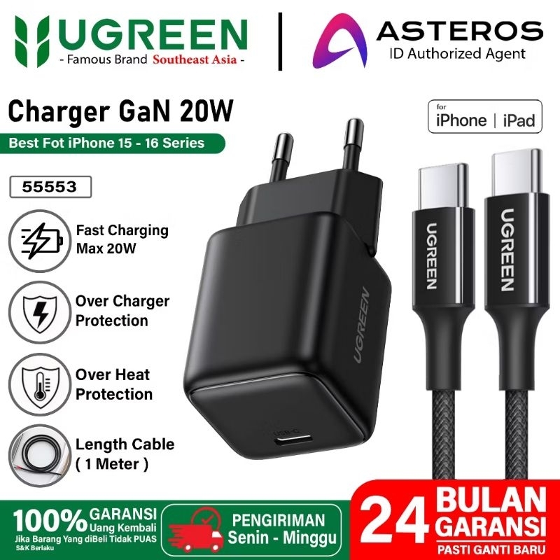 Jual UGREEN Charger iPhone 16 15 17 Plus PD Type C Fast Charging