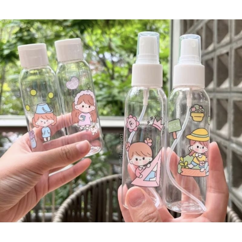 Jual BOTOL PLASTIK SPRAY 100ml / Fliptop Lotion 100 ML Transparan MOTIF ...