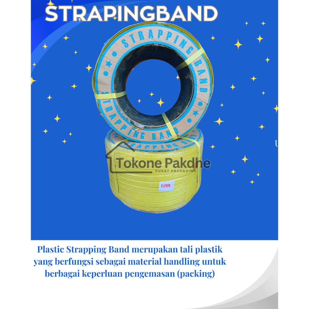 Jual Tali Strapping 8Kg 15mm Band Tali Packing Tali Klem Warna Kuning ...
