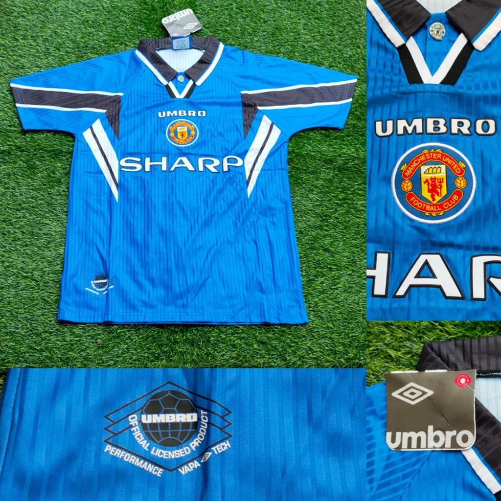 Jual JERSEY RETRO MANCHESTER UNITED MU AWAY SHARP BIRU 1996/1998 GRADE ...