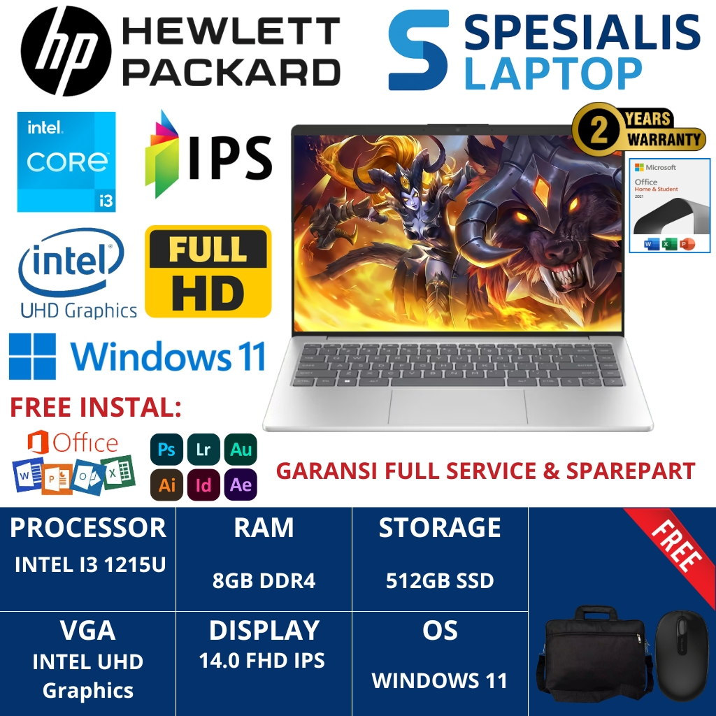Jual HP 14 ep0556TU/Core i3-1215U/8GB/512GB SSD/14″ FHD/Windows 11 Home ...