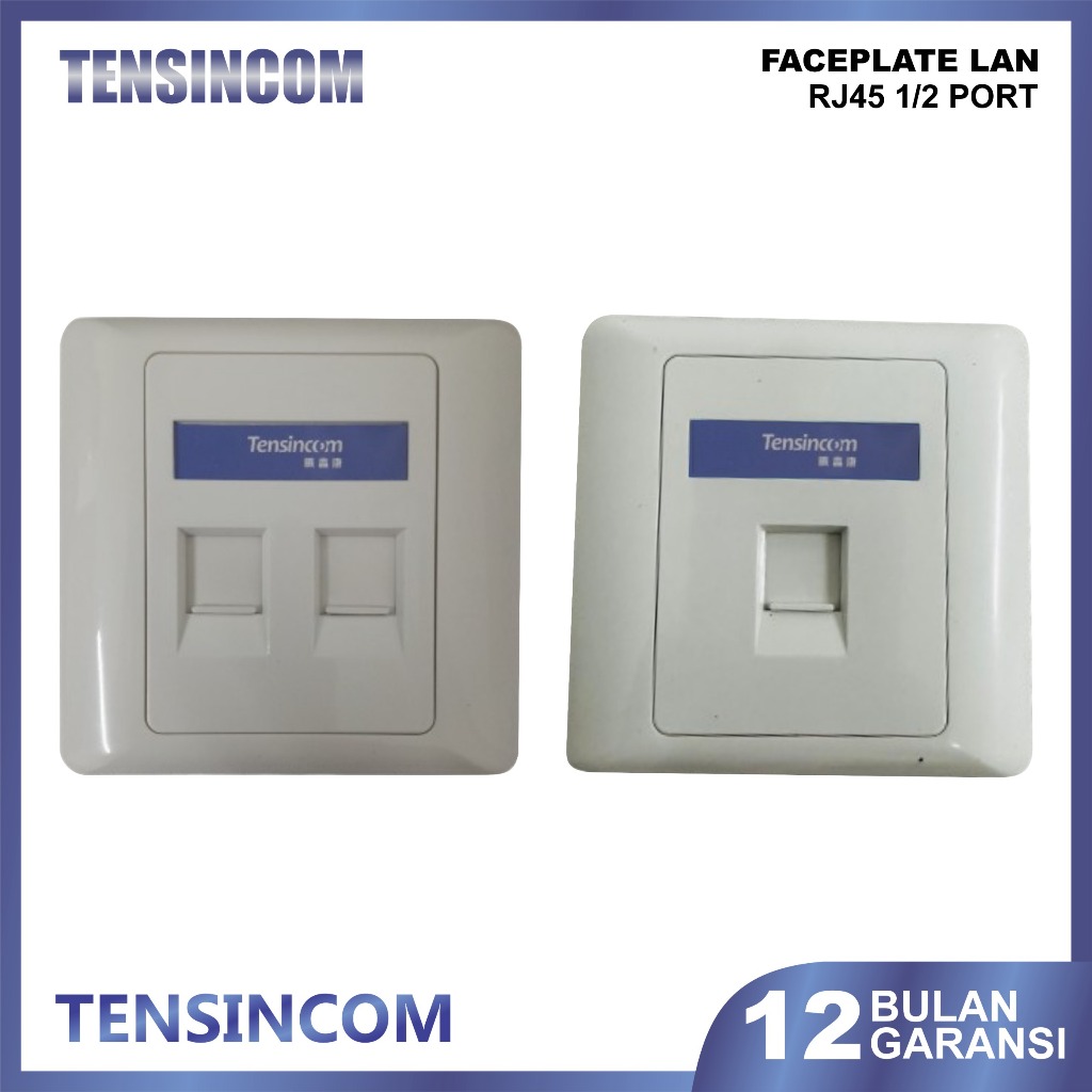 Jual Tensincom Wall Faceplate RJ45 2 Port + Outbow Box – LAN Modular ...