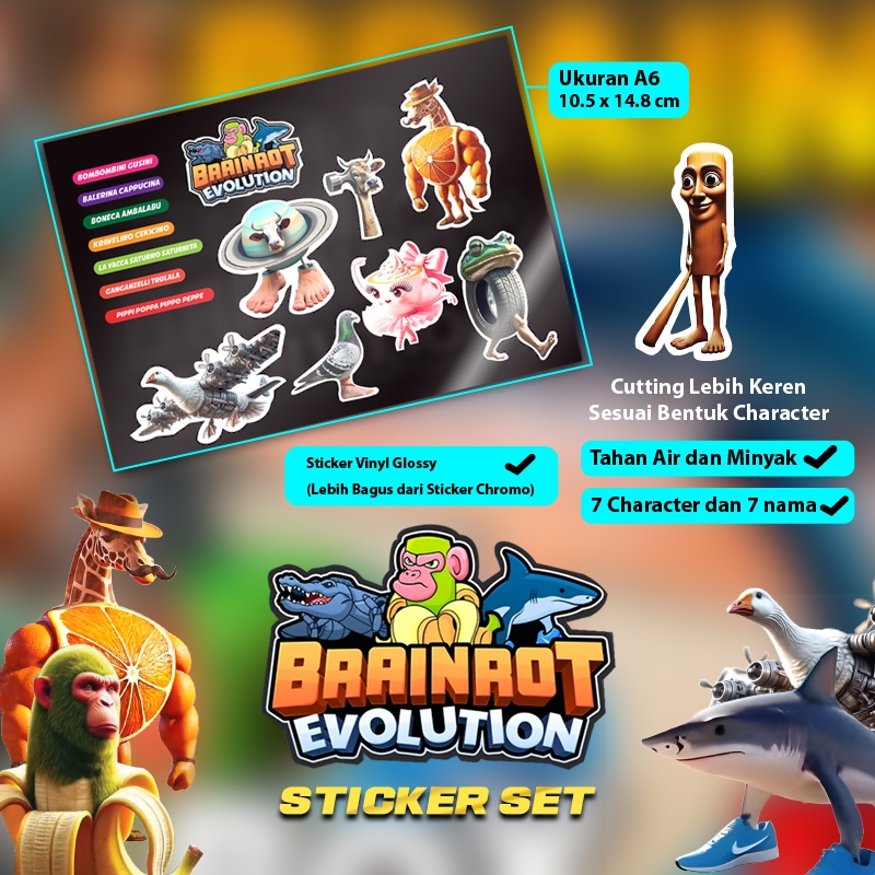 Jual Brainrot Evolution Sticker Set keren cocok buat koleksi | Shopee ...