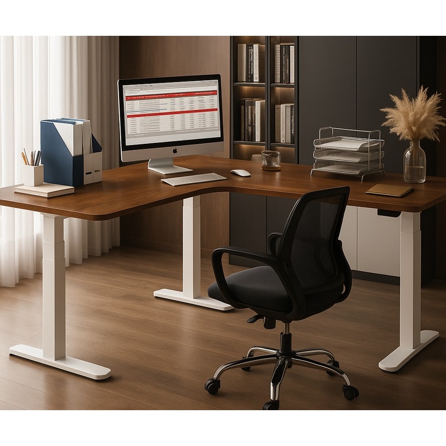Jual LEVURO Ergonomic Office Desk 3 Motors Square Tube Putih Meja ...