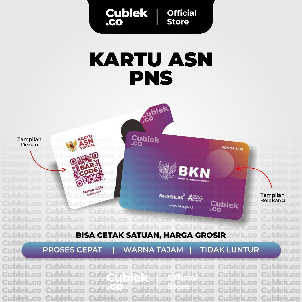 Jual Cetak ID Card Kartu Digital Fisik Kartu ASN Bisa Satuan Anti ...