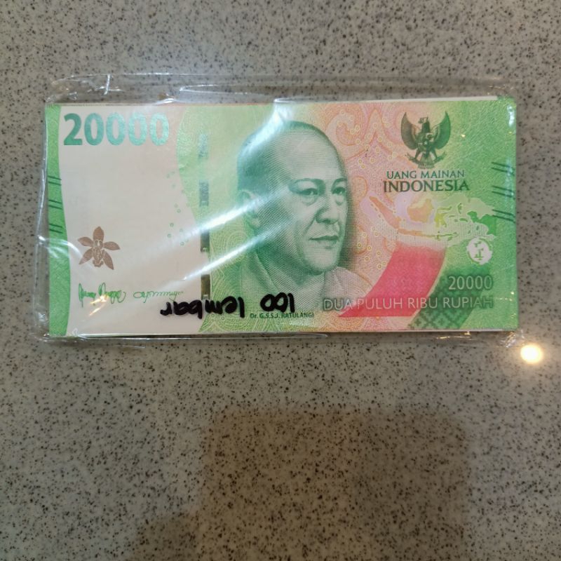 Jual Uang kertas mainan kasir 20.000 seribu rupiah versi baru | Shopee ...