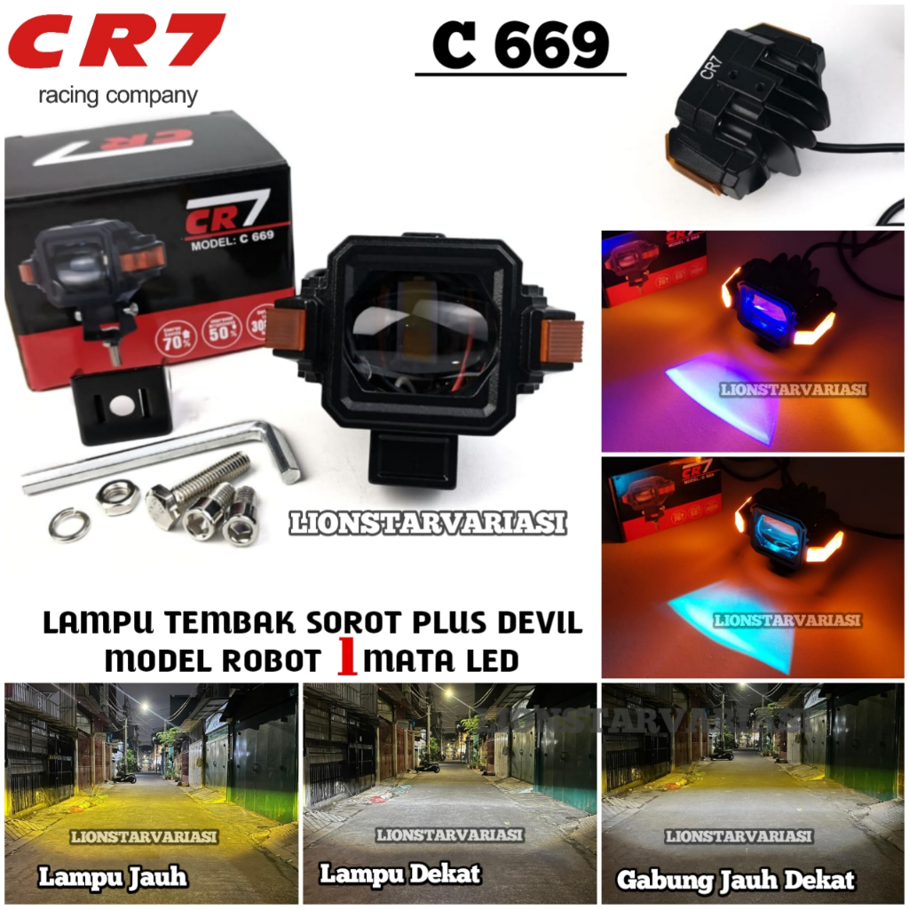Jual CR7 C669 - Lampu Tembak Sorot 1 Mata LED Model Robot Laser D3 High ...