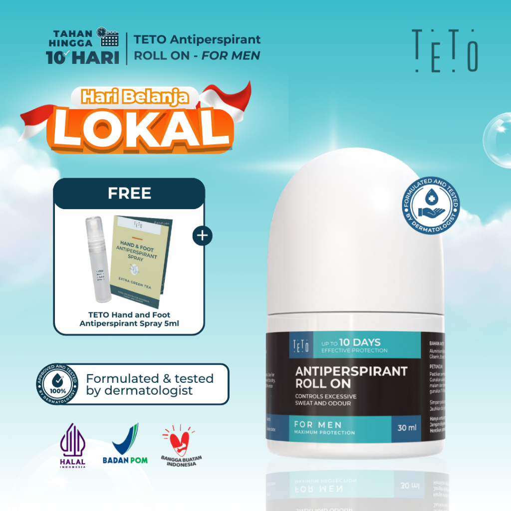 Jual [BUY 1 GET 2] TETO Antiperspirant Roll on for Men 30ml FREE 1 TETO ...