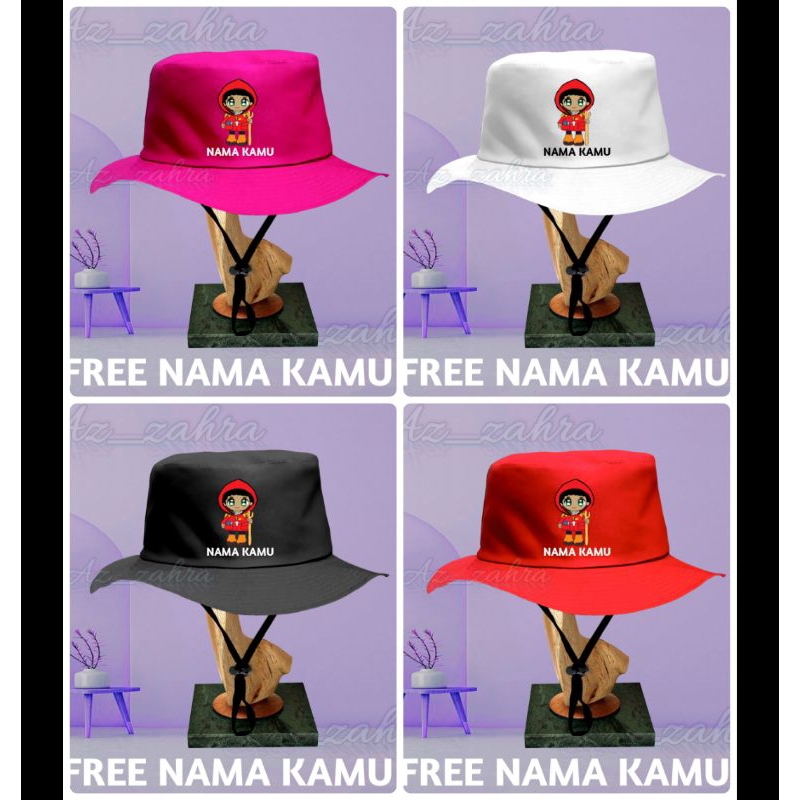 Jual Topi Bucket Hat Rimba Hutan Hiking Gunung MASKOT LOGO KARAKTER ...