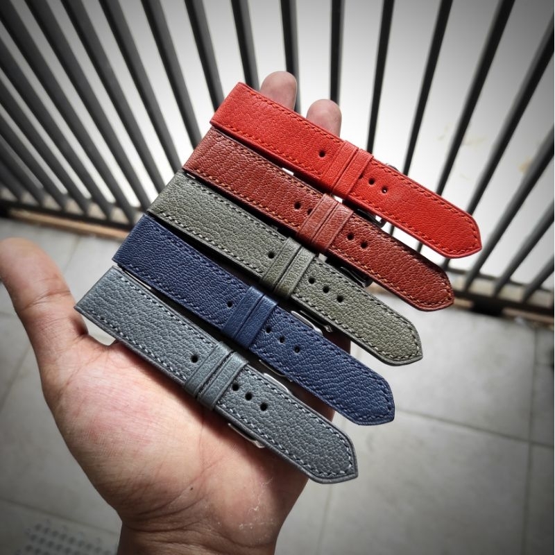 Jual tali jam tangan kulit handmade leather wacthstrap chevre flat open ...