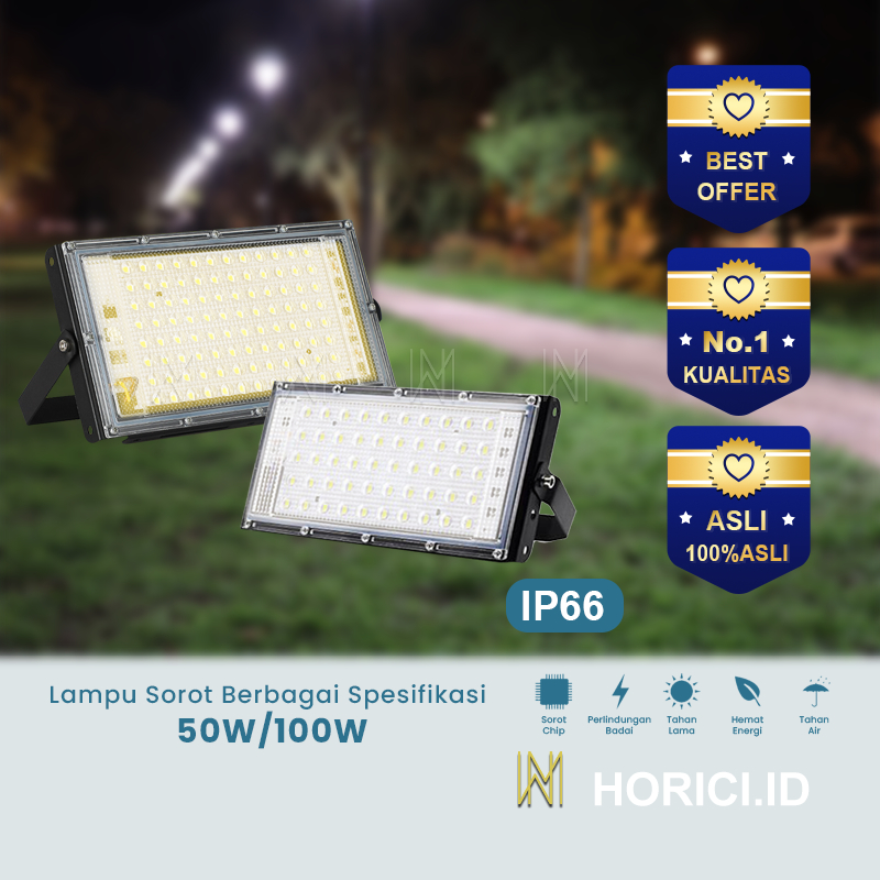 Jual MEREK HORICI ASLI 50 WATT 220V LAMPU SOROT PANEL LED FLOODLIGHT AC ...