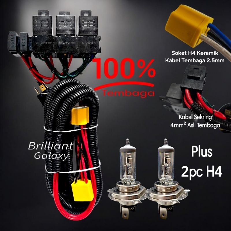 Jual PREMIUM Kabel Set Relay BOSCH HELLA - 3 Relay 2 Lampu for H4 ...