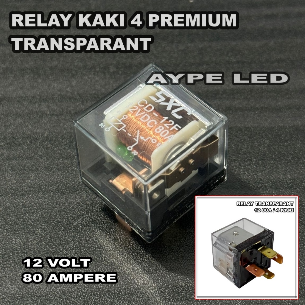 Jual sew PAKET ISI 10 PCS RELAY KAKI 4 TRANSPARANT 12 V 80 AMPERE ...