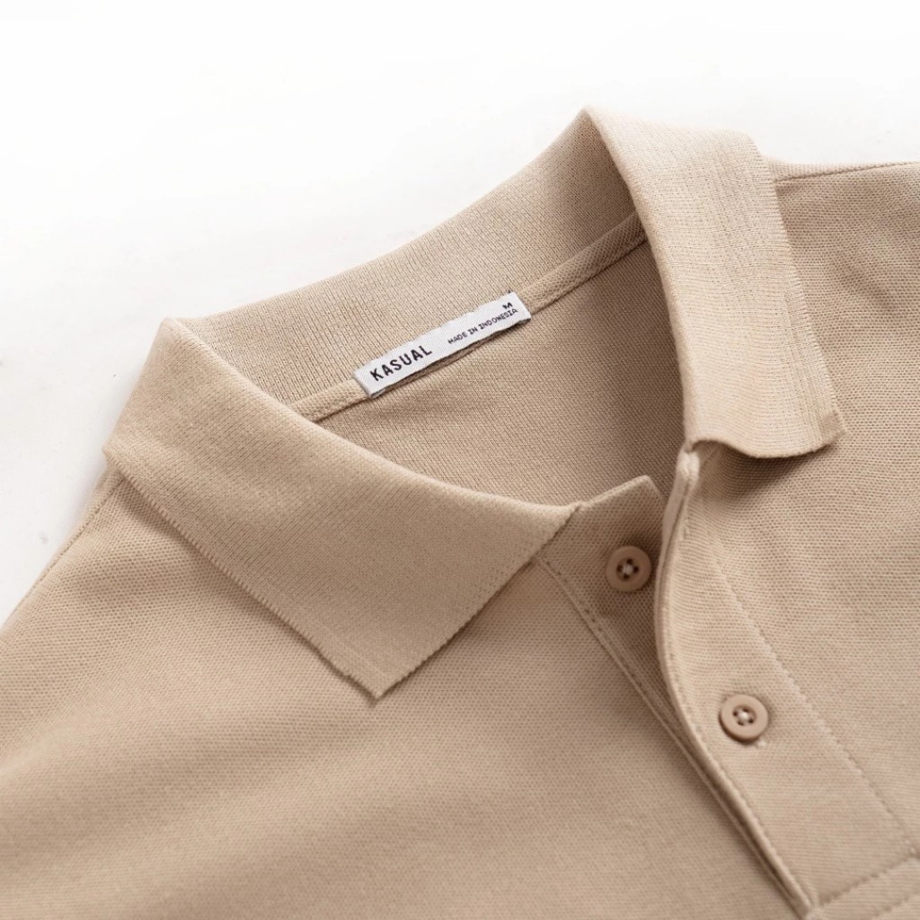 Kasual Kaos Polo Cream Khaki Rise Honeycomb Piqué