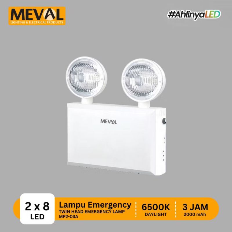 Jual Meval Lampu Emergency Twin Head (Mata Kucing) MP2-03A (Baru dan ...