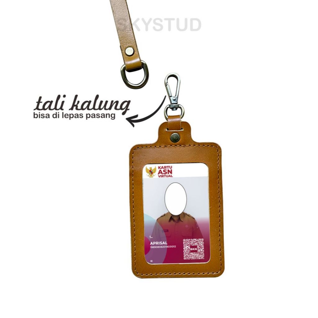 Jual Name Tag ID Card Kulit sapi asli 100% - Name Tag Lanyard Kulit 2 ...