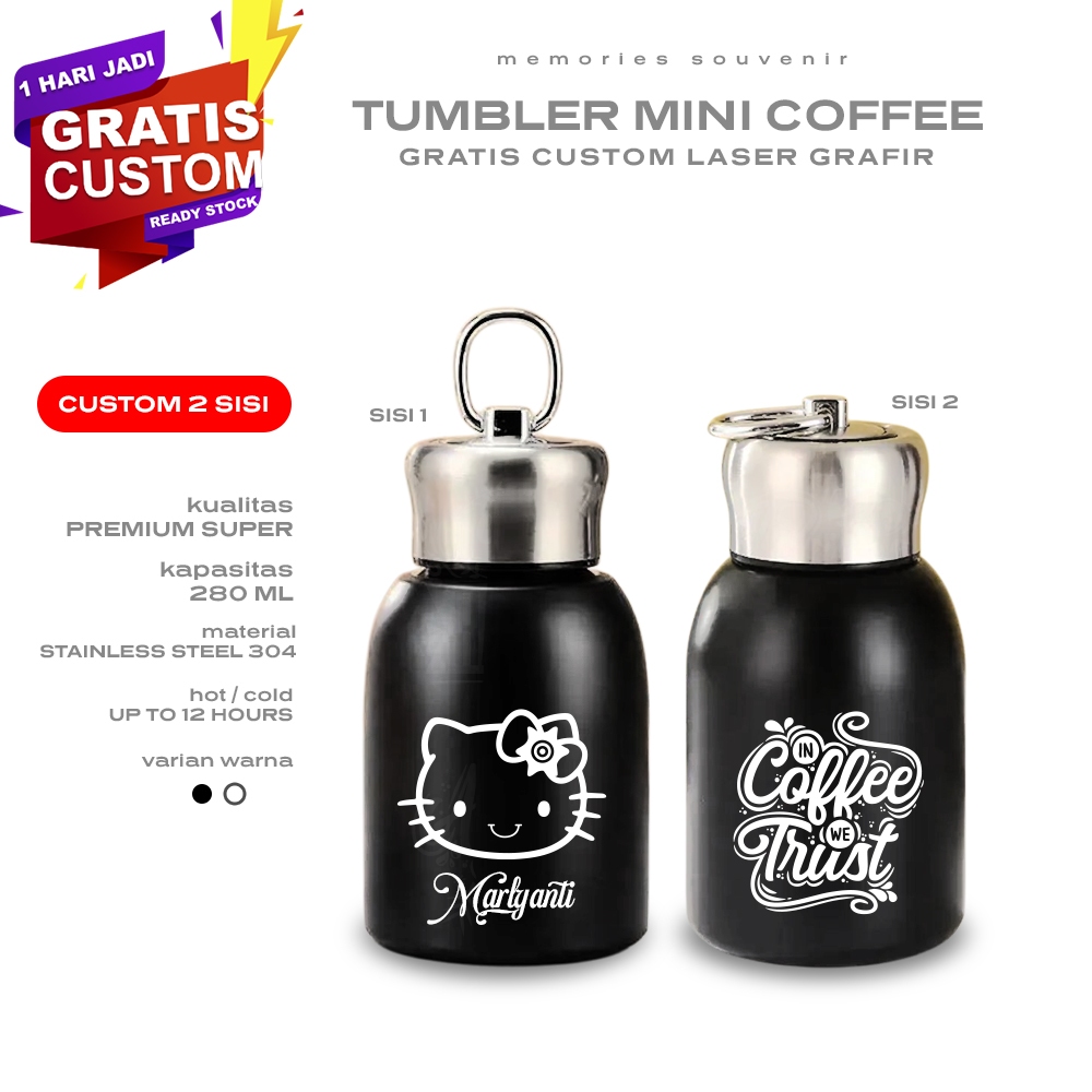 Jual Tumbler mini kopi 300ml GRATIS CUSTOM GRAFIR 2 SISI stainlees ...