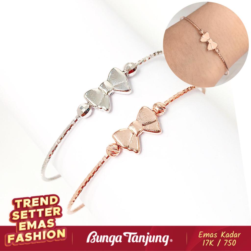 Jual GELANG CHOKER PITA BOLA ARSIR EMAS 17K BUNGA TANJUNG GOLD