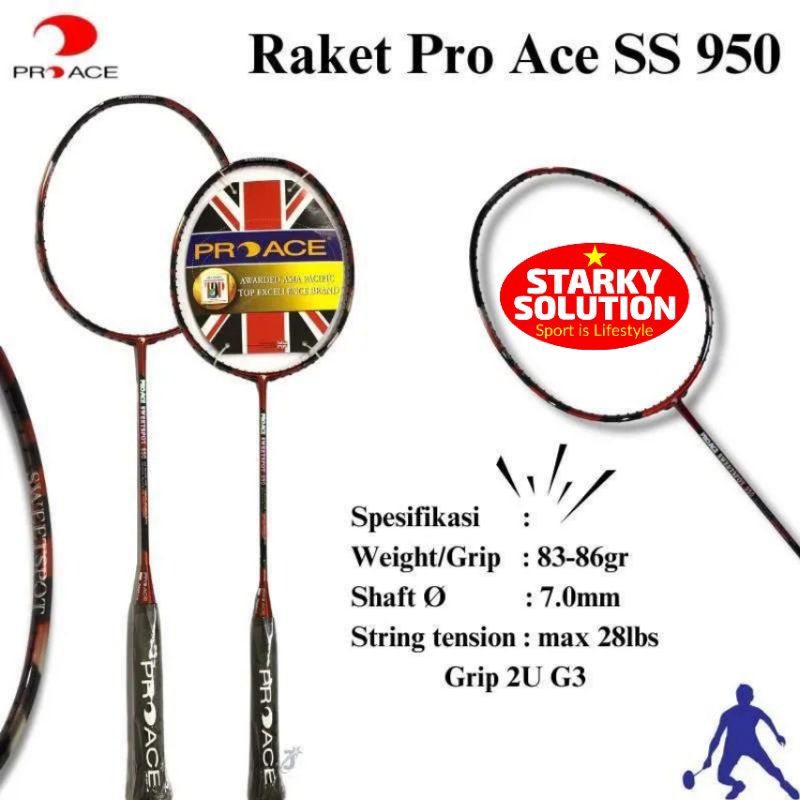Jual Raket Badminton PRO ACE SS950 Sweet Spot Bulutangkis Racket PROACE ...