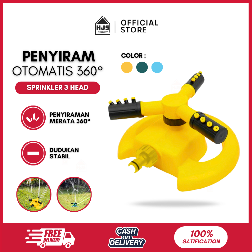 HJS - Penyiram Tanaman Otomatis 360 Derajat / 3 Sprinkler Spray / Semprotan Taman Air Otomatis