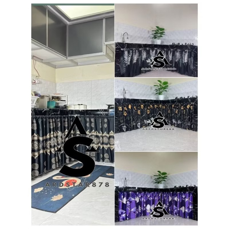 Paket Hemat 4 Pcs Kolong Dapur Renda CantikMotif Terlengkap Bonus Tali