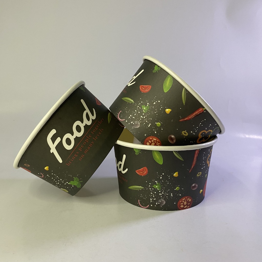 Jual Paper Bowl 650 ml | Isi 50 Pcs | Motif Food Hitam | Rice Bowl ...