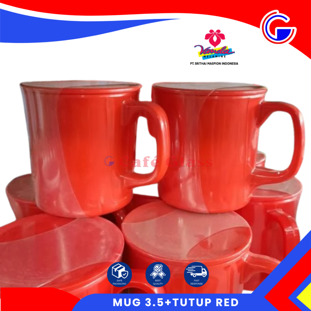 Mug Tutup Melamin Anti Pecah / Gelas Minum Dengan Tutup / Mug Gen-Z Kekinian / Mug Tutup 3.5 Vanda