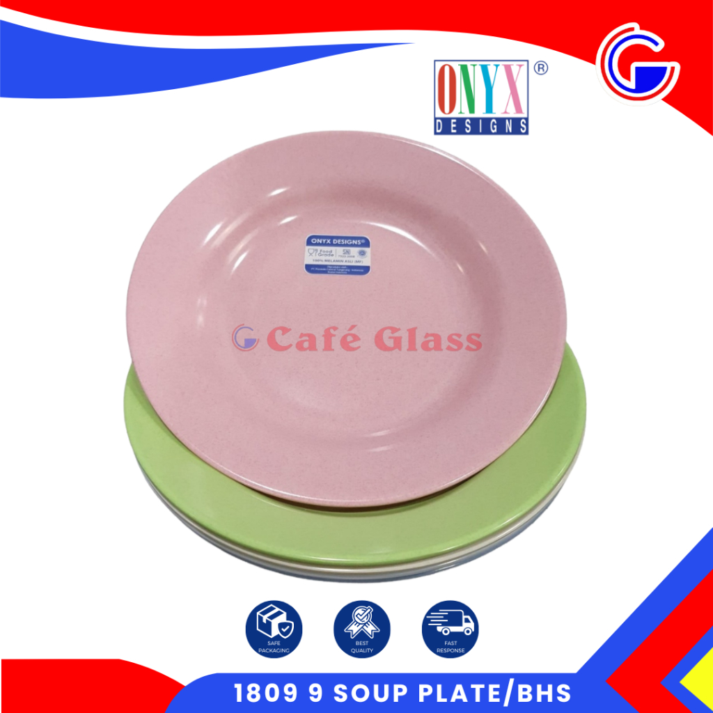 Piring Makan Melamin Warna Warni / Piring Makan Tebal / Piring Sup Onyx Bulat 1809 Anti Pecah