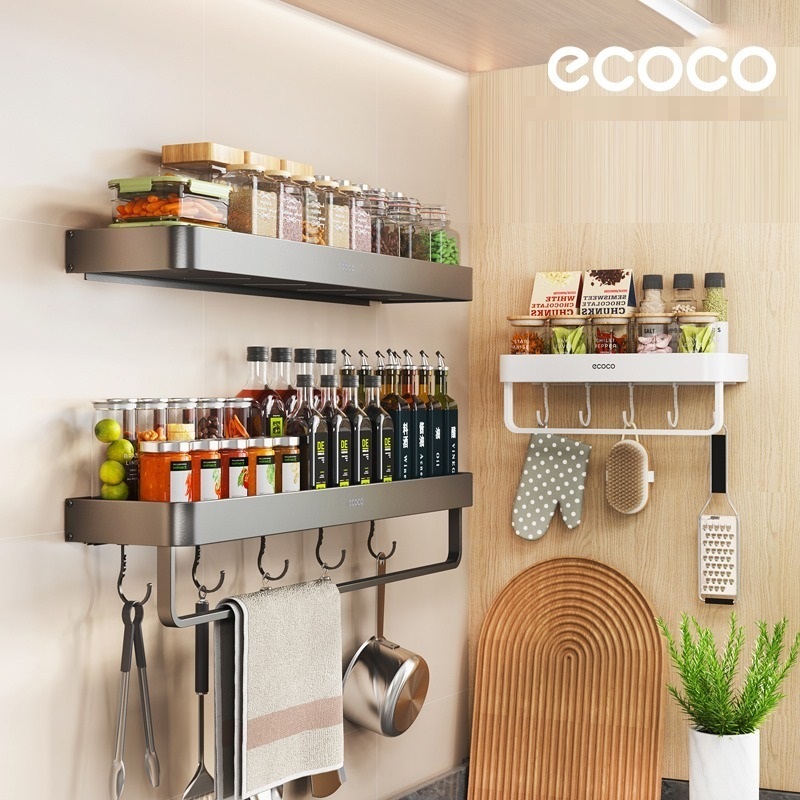 Jual ECOCO Wall Rack Aluminium - Rak Dapur Rak Bumbu Rak Multifungsi ...
