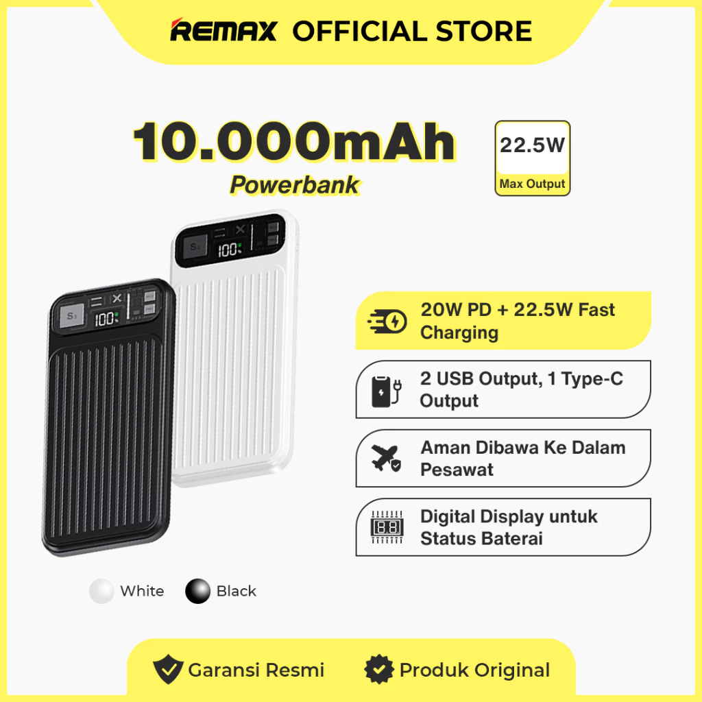 Remax Powerbank PD+QC 22,5W+20W 10000mAh Digital Display RPP-125