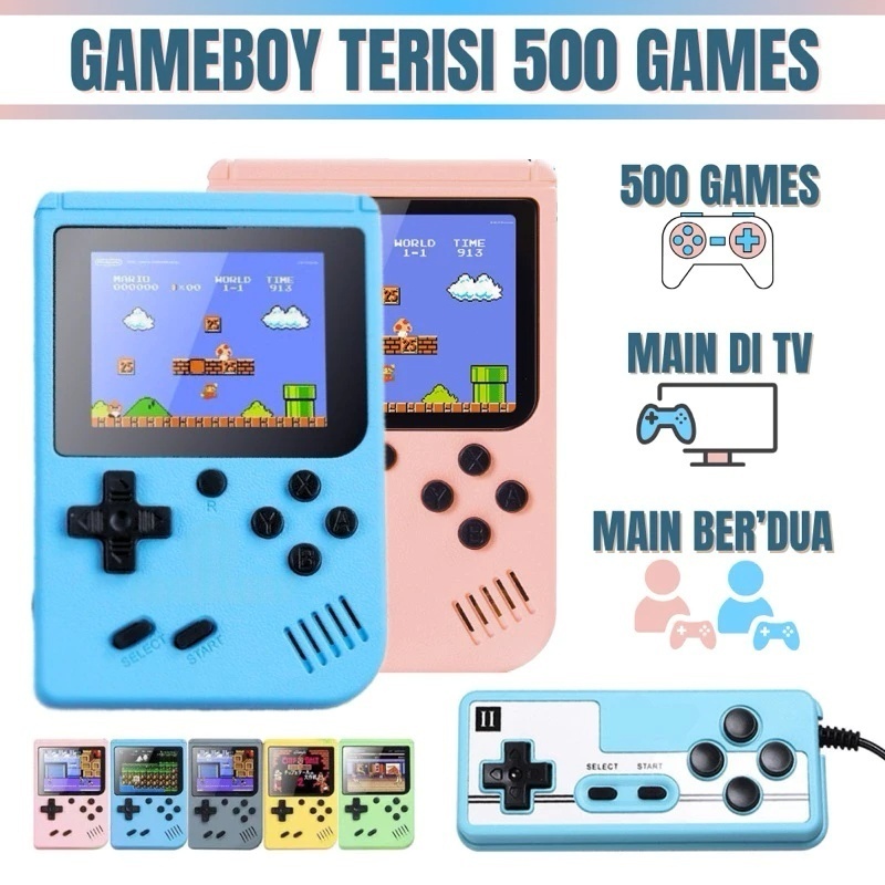 Jual Gameboy Retro 500 in 1 Games Mini Portabel SUPRIME Red Series ...