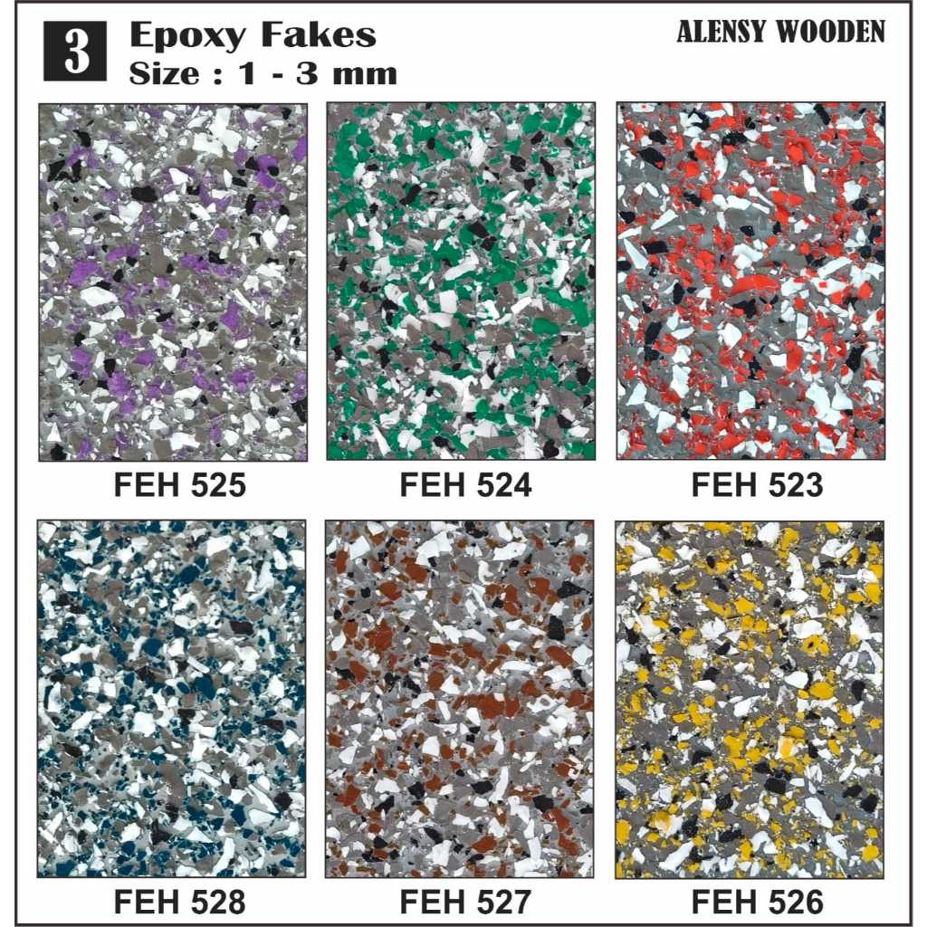 Jual Sample Epoxy Flakes yang sudah jadi lembaran, ukuran 15 x 9,3 cm ...