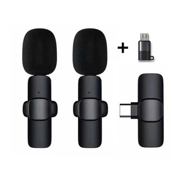 Microphone Nirkabel Mic Clip On Wireless Portabel Usb Type C Micro Lightning Ios Adapter
