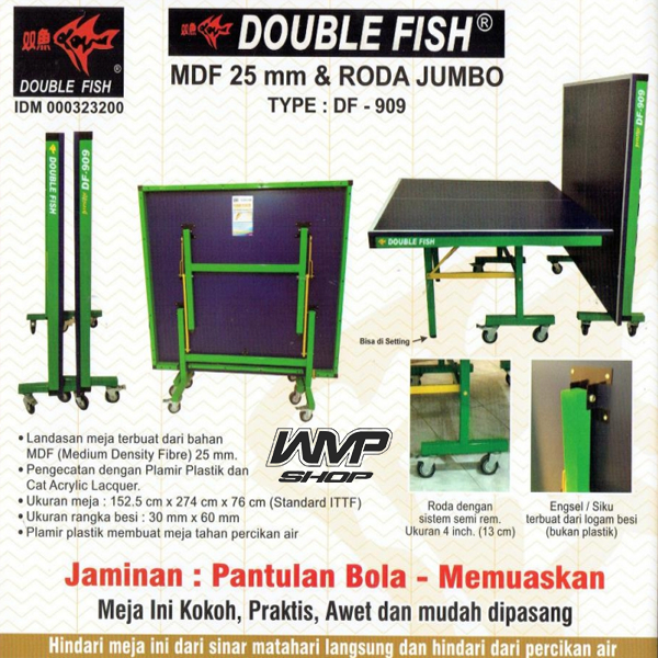Jual Meja Pingpong Meja Tenis Meja Double Fish MDF 25 Mm Roda Jumbo ...