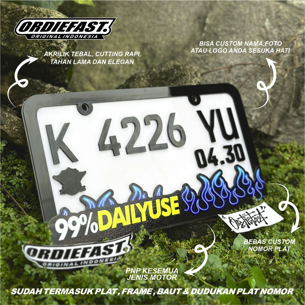 Jual Frame Plat Nomor Akrilik Model JDM Desain Viral Motif Api Custom ...