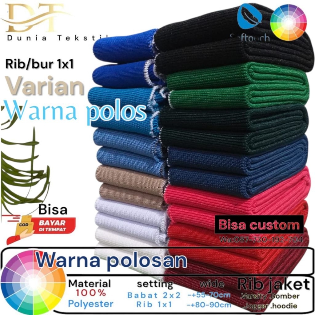 Jual Rib kiloan colorfull Polos rib tebal polyester pe 20s Premium ...