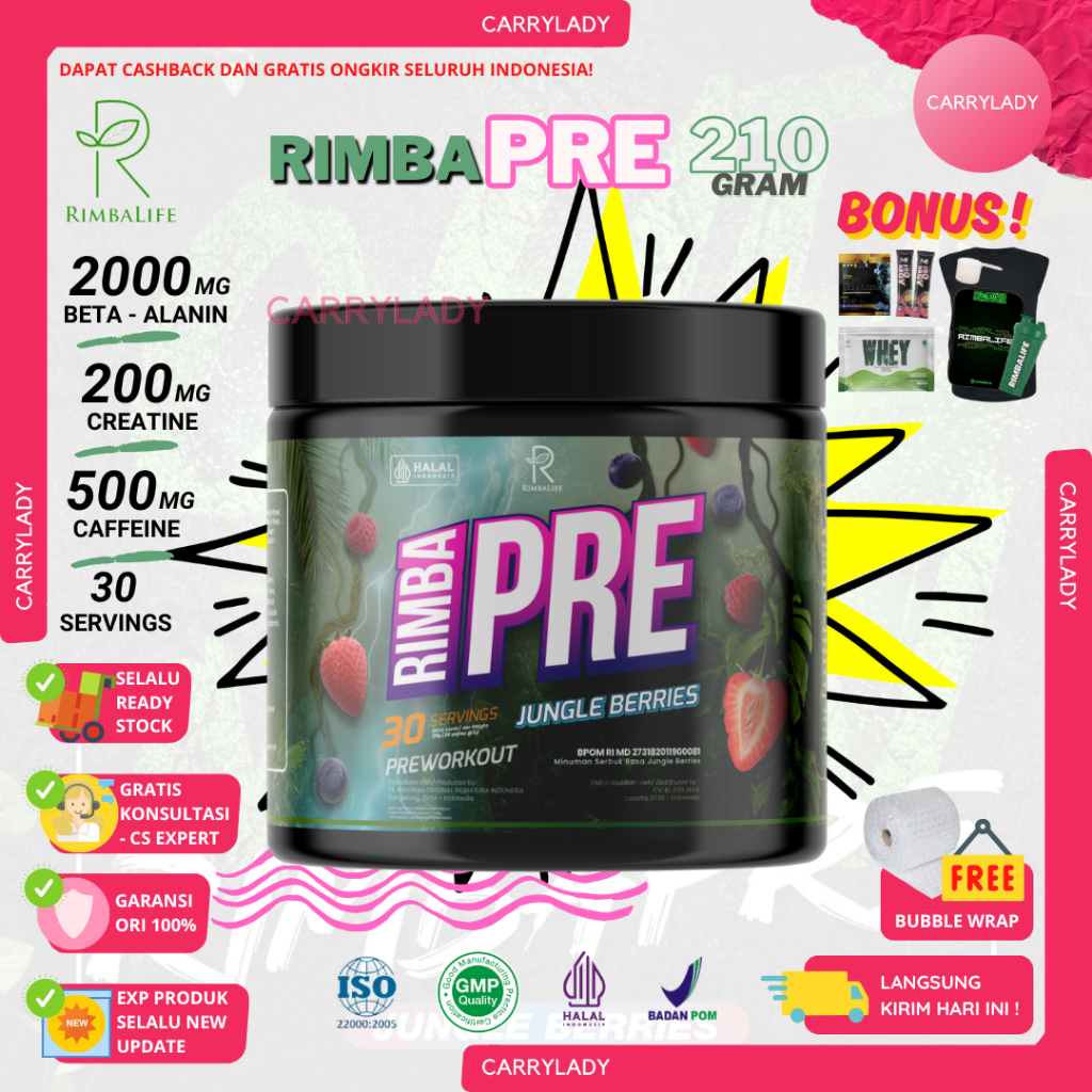 Jual Rimbalife RImbaPre 30 Servings 210 Gram Suplemen Preworkout Rimba ...