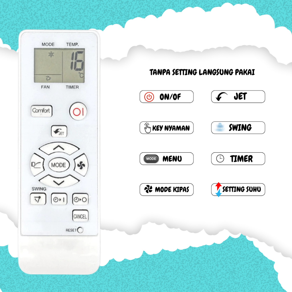 Jual Remote/Remote AC Sharp 1/2 PK CRMC-A901JBEZ/907JBEZ Tanpa Setting ...