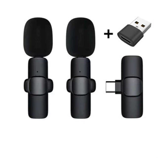Microphone Nirkabel Mic Clip On Wireless Portabel Usb Type C Micro Lightning Ios Adapter