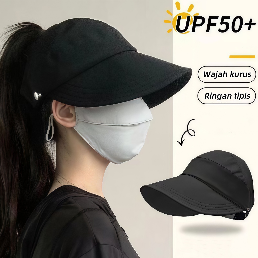 Jual Topi pantai atas kosong ikat rambut cantik Topi visor pakai masker ...