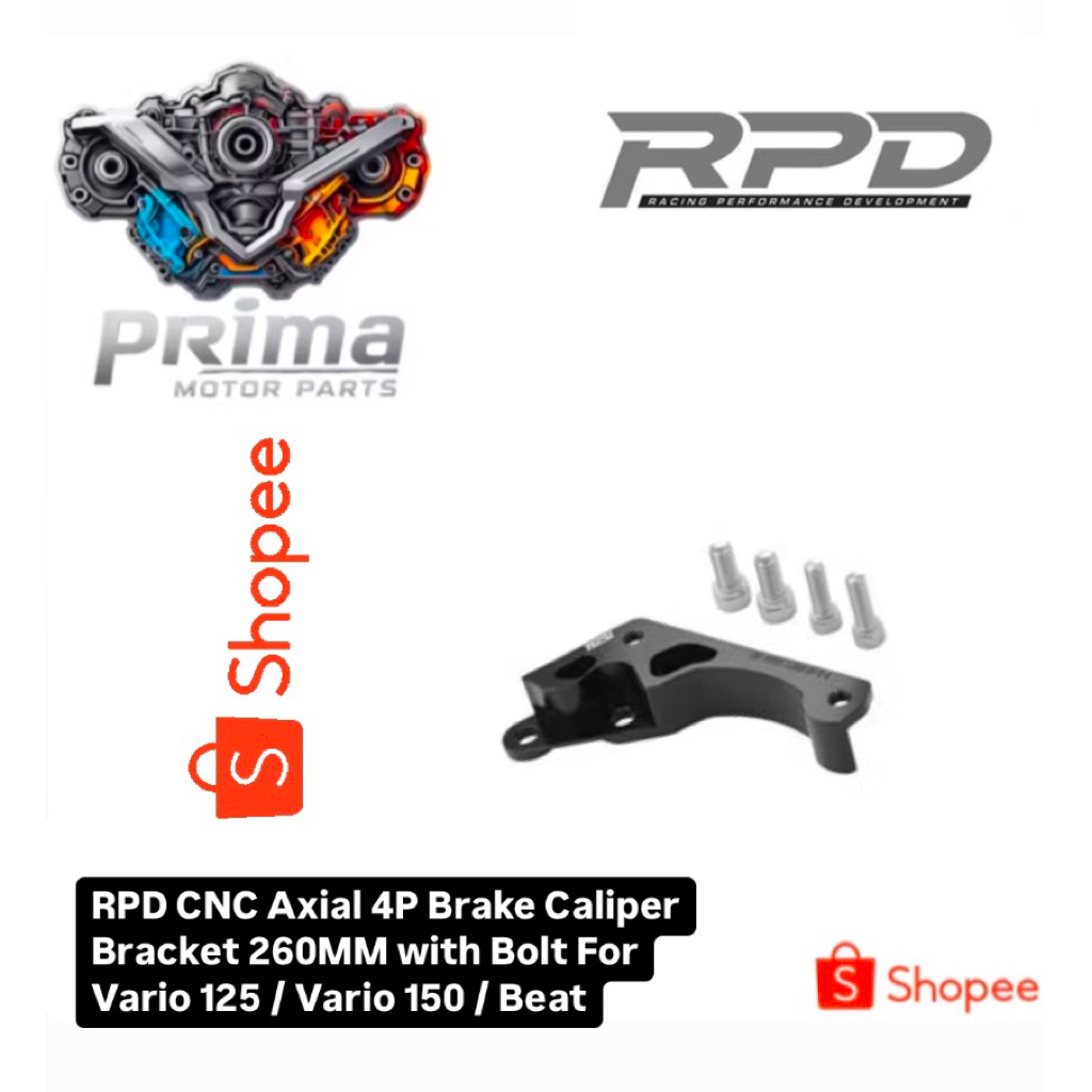 Jual RPD CNC Axial 4P Brake Caliper Bracket 260MM with Bolt For Vario ...