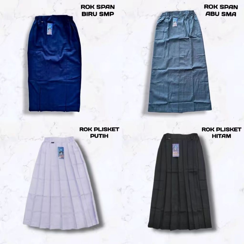 Jual Rok Seragam Sekolah smp wanita Nyaman Panjang warna Biru hitam ...