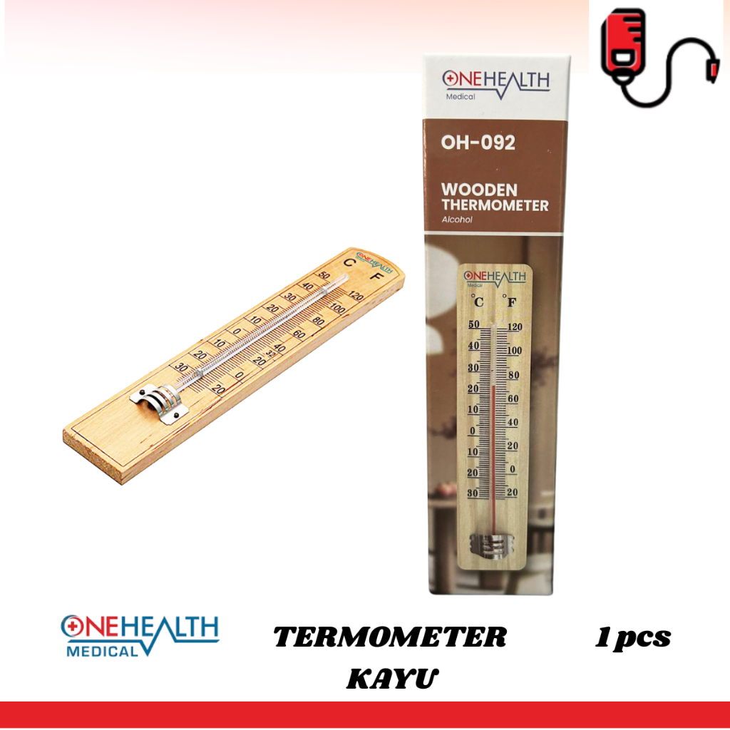 Jual Thermometer Wooden Suhu Ruangan Kayu Termometer Analog OneHealth ...