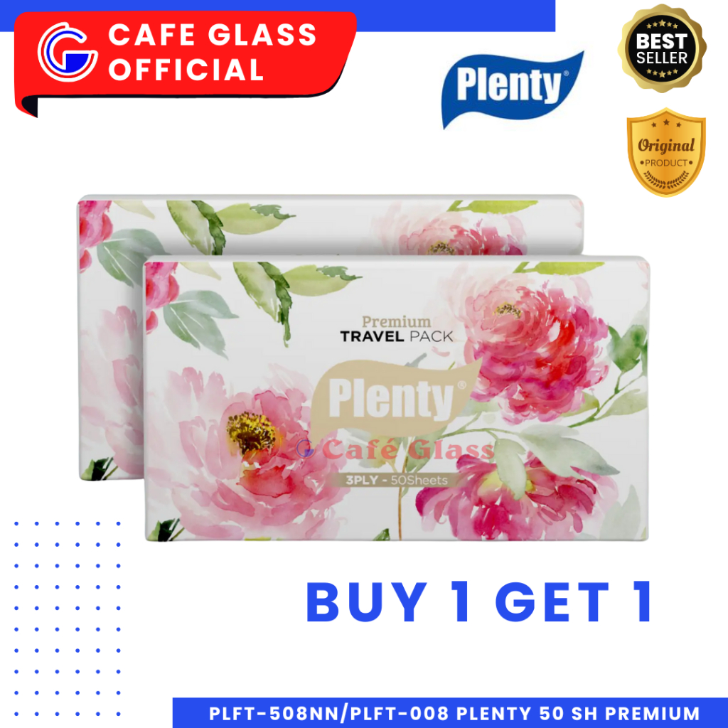 [Buy 1 Get 1] Tisu Kering Plenty 50 Sheets 3Ply / Tisu Travel Pack Mobil / Tisu Pembersih Wajah Lembut / Facial Tissue 3Ply / Tisu Murah Promo